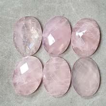 18X25MM FACETED OVAL CABOCHON ROSE QUARTZ(4PCS/BAG)